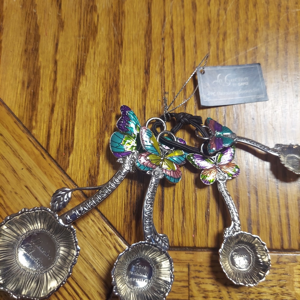 GANZ Silver and Multicolor Butterfly Measuring Spoons